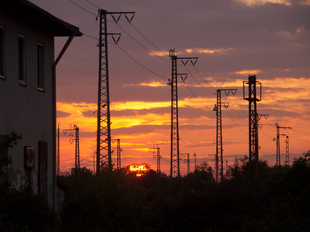 Sonnenuntergang in der Heidelberger Bahnstadt. Ganz in der Nähe befand sich unser Proberaum, und ganz in der Nähe war auch erstmal wieder Endstation für Botany Bay.