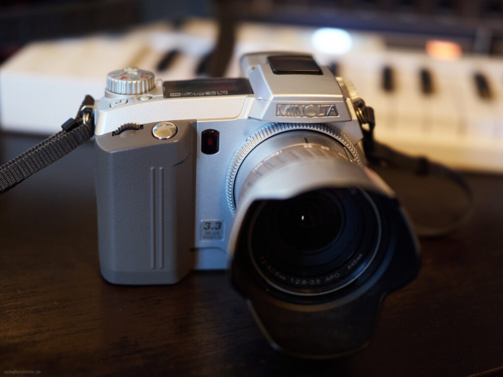 A Dimage 5 digital camera. 