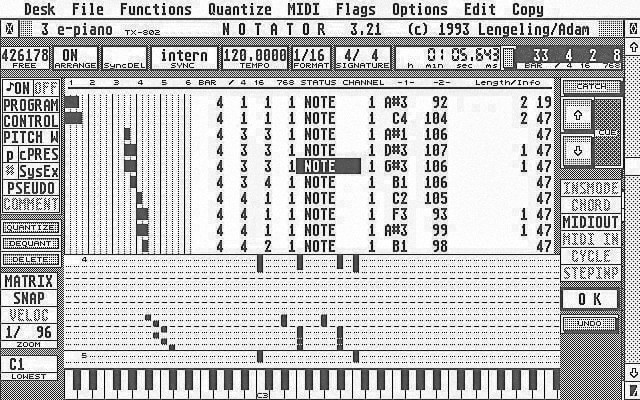 Screenshot of Notator running on an Atari ST. 