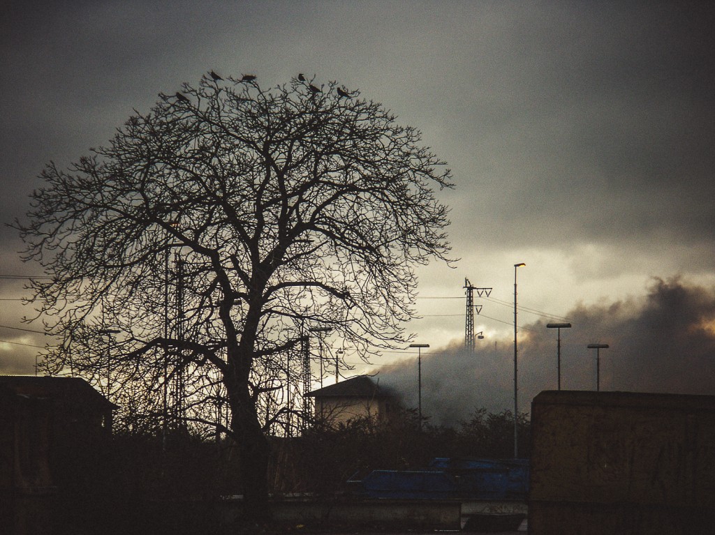 Eines Abends brannte eines der Gebäude in der Nähe der Halle, in der wir probten. Ein kurzer Schnappschuss, der allerdings die allgemein vorherrschende Atmosphäre sehr gut wieder gibt... es ist nicht verwunderlich, dass während dieser Zeit nicht gerade die melodischsten Stücke entstanden.